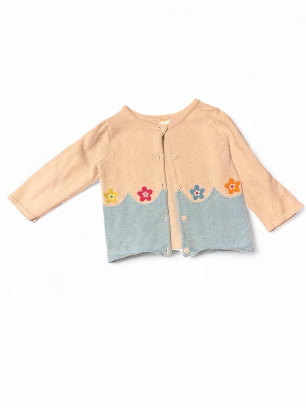 Gymboree Peach and Light Blue Floral Knit Cardigan size 4T